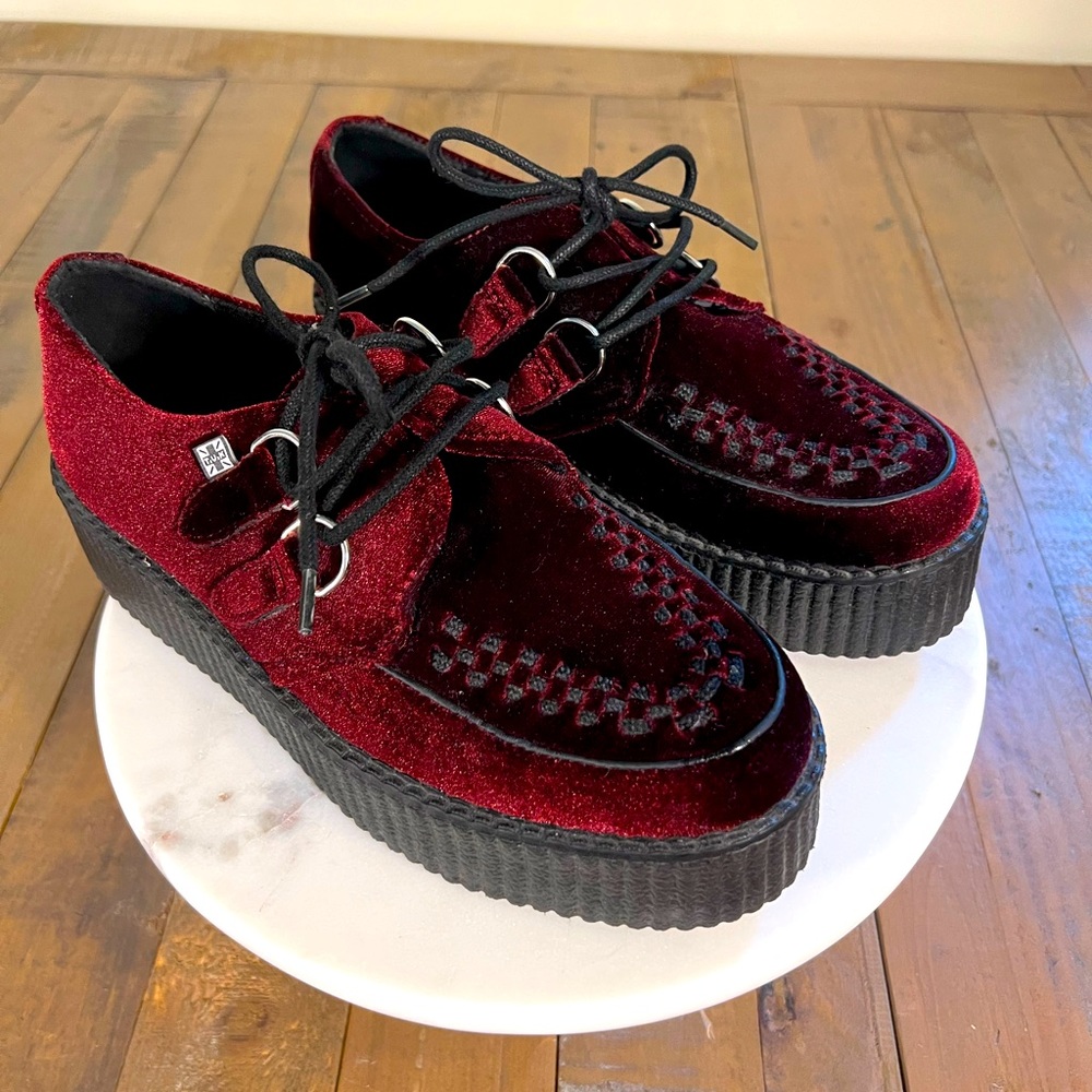 TUK Velour / Red Velvet Creeper Platform Shoes